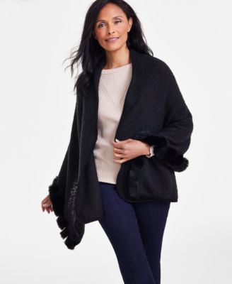 I.N.C. International Concepts - Women's Faux-Fur-Trim Wrap