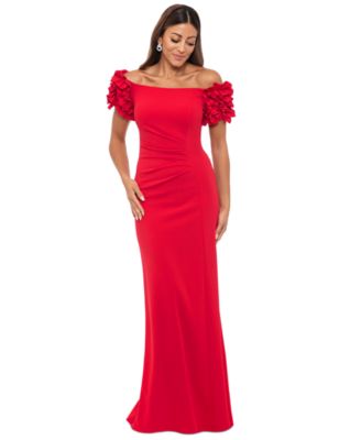 XSCAPE - Women's Scuba-Crepe Ruffled Off-The-Shoulder Dress