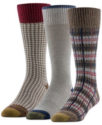 Gold Toe - Men's Groovy Plaid Crew Dress Socks, 3-Pack