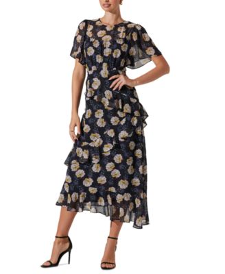 ASTR the Label - Women's Floramae Floral Ruffle-Trim Midi Dress