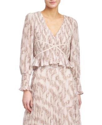 En Saison - Women's Ever Pleated Chiffon Long-Sleeve Top