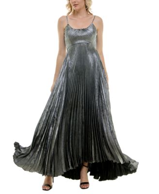 Taylor - Women's Metallic Pleated Sleeveless Gown