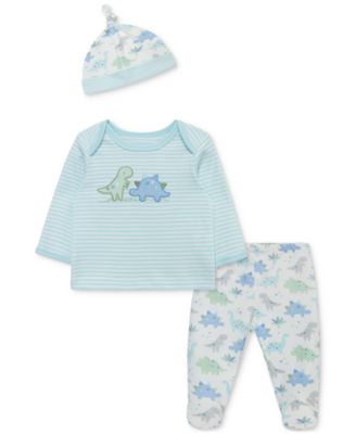 Little Me - Baby Boys 3-Pc. Cute Dinos Top, Footed Pants & Hat Set