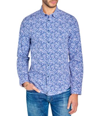 Brooklyn Brigade - Men's Non-Iron Performance Stretch Moisture-Wicking Mini-Floral Button-Down Shirt