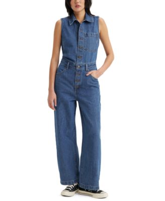 Levi's - Women's Cotton Button-Front Sleeveless Jumpsuit