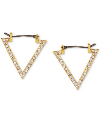 GUESS - 14k Gold Ion-Plated Pav&eacute; Triangle Hoop Earrings