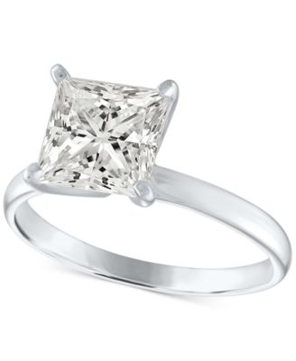 GIA Certified Diamonds - GIA Certified Diamond Princess Solitaire Engagement Ring (2 ct. t.w.) in 14k White Gold
