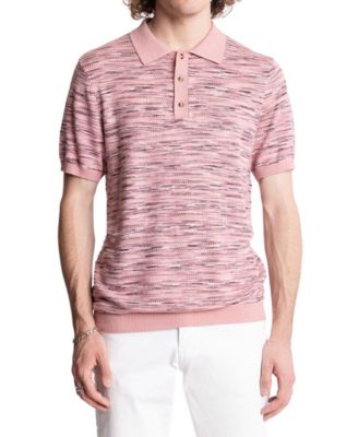Paisley & Gray - Men's Slim Fit Knit Ribbed Short Sleeve Polo Shirt