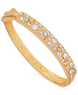T Tahari - Gold-Tone Scattered Crystal Bangle Bracelet