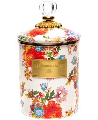 Mackenzie-Childs - White Flower Market Medium Canister