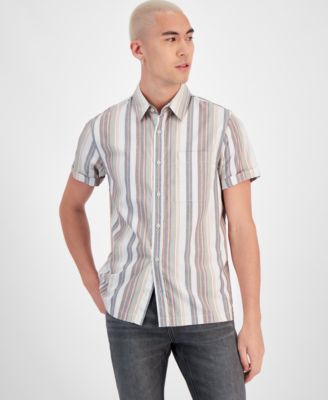 Sun + Stone - Men's Leon Striped Short-Sleeve Shirt, Created for Macy's