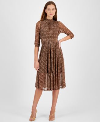 Robbie Bee - Petite Printed Mock Neck Midi Dress