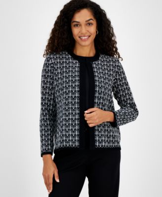 Kasper - Women's Tweed Open-Front Cardigan