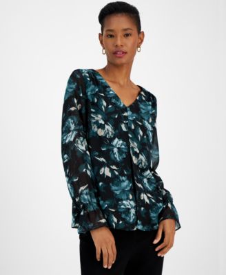 Kasper - Women's Floral-Print Layered Blouse