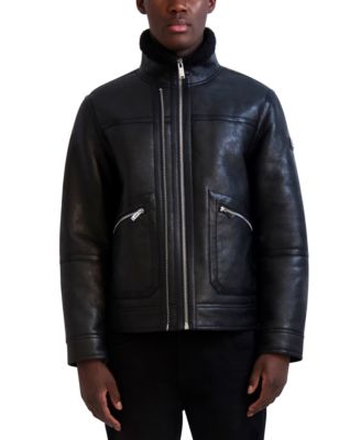 Karl Lagerfeld - Men's Faux-Leather Double-Zip Jacket