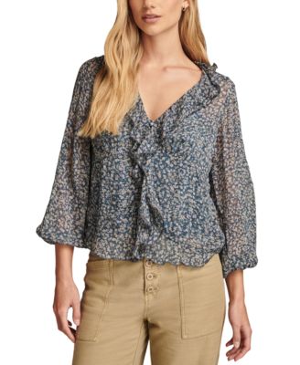 Lucky Brand - Women's Ruffled Button-Front Long-Sleeve Top