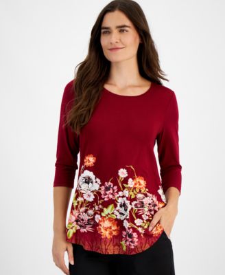 JM Collection - Women's Regal Romance 3/4-Sleeve Top