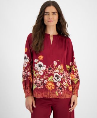 JM Collection - Women's Regal Romance Satin Blouse