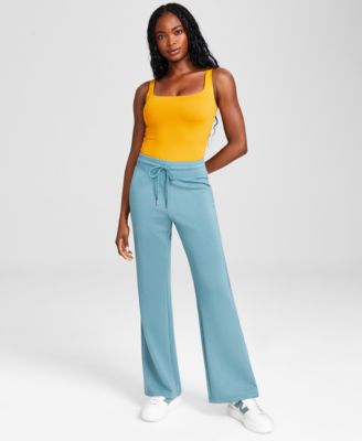 And Now This - Women's Scuba Wide-Leg Tie-Waist Pants