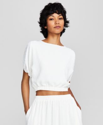 And Now This - Women's Clip-Dot Scoop-Neck Crop Top