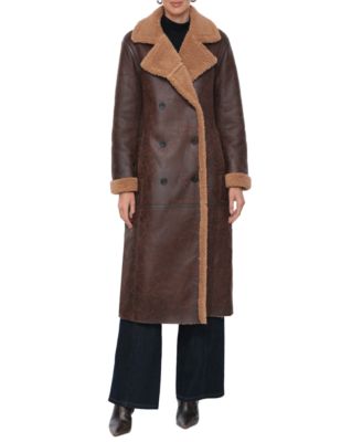 Avec Les Filles - Women's Faux-Shearling Longline Coat