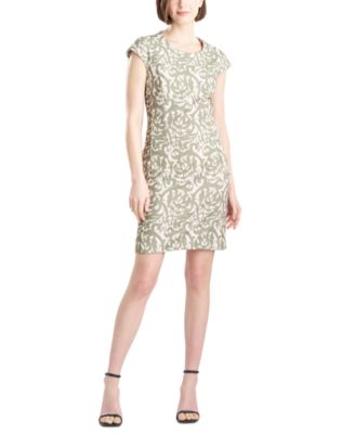 Natori - Women's Printed Cap-Sleeve Sheath Dress