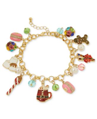 Holiday Lane - Gold-Tone Holiday Treats and Beaded Charm Bracelet