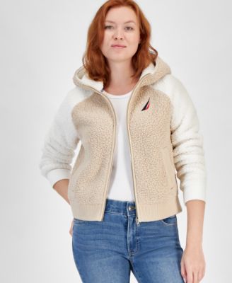 Nautica Jeans - Women's Colorblocked Zip-Up Sherpa Jacket