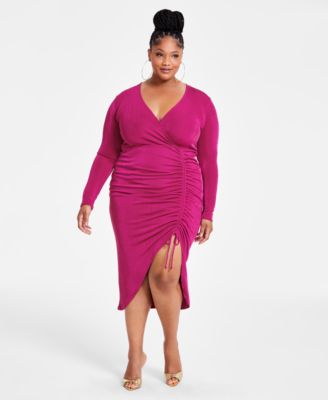 Nina Parker - Trendy Plus Size Ruched Slinky Dress