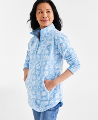 Style & Co - Petite Checkered Quarter-Zip Sweatshirt