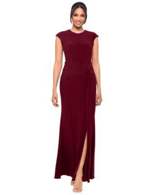 Betsy & Adam - Petite Cap Sleeve Gathered Gown