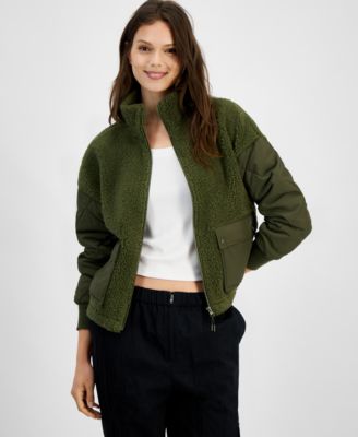Hippie Rose - Juniors' Quilted-Trim Sherpa Jacket