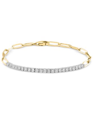 EFFY Collection - Diamond Line & Paperclip Link Bracelet (7/8 ct. t.w.) in 14k Two-Tone Gold