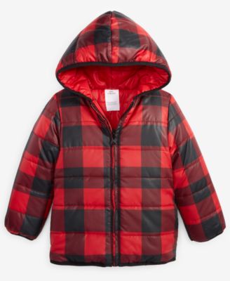 Epic Threads - Toddler Boys Buffalo Plaid Reversible Puffer Jacket