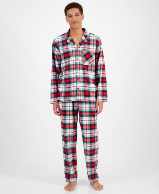 Holiday Lane - Men's 2-Pc. Winterton Cotton Plaid Notch-Collar Pajamas Set