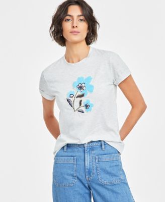 On 34th - Women's Flower-Graphic Crewneck Short-Sleeve T-Shirt