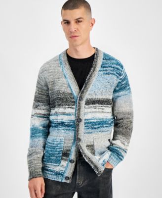 GUESS - Men's Eduardo Space Dyed Button Front Cardigan Sweater