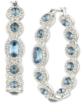 Givenchy - Stone & Crystal Halo In & Out Medium Hoop Earrings, 1"