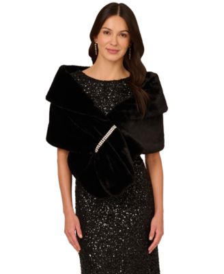 Adrianna Papell - Women's Embellished Faux Fur Wrap