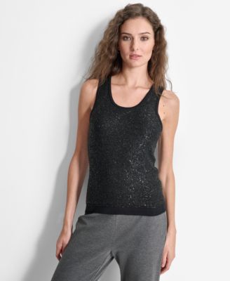 DKNY - Women's Round-Neck Sleeveless Sequin Tank Top