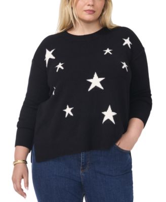 Vince Camuto - Plus Size Star-Patterned Crewneck Sweater