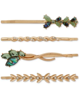 lonna & lilly - Gold-Tone 4-Pc. Green Stone Bobby Pin Set