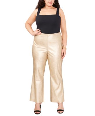 Vince Camuto - Plus Size Faux-Leather Flare-Leg Leggings