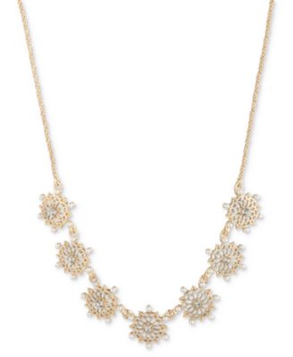 Marchesa - Gold-Tone Imitation Pearl & Crystal Filigree Collar Necklace, 16" + 3" extender