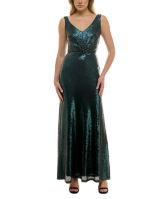 Taylor - Women's Sleeveless V-Neck Sequined Mesh Gown