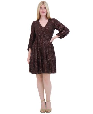 Eliza J - Sequinned Tiered Fit & Flare Dress