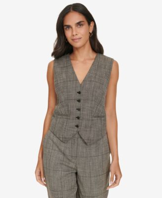 Calvin Klein - Women's Five-Button Houndstooth Vest