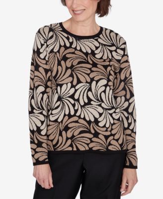 Alfred Dunner - Petite Classics Geometric Ombr&eacute; Scroll Sweater