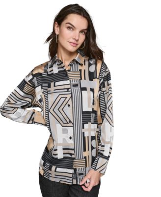 KARL LAGERFELD PARIS - Women's Printed Button-Front Shirt