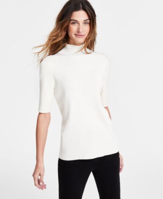 Jones New York - Women's Mock-Neck Elbow-Sleeve Top